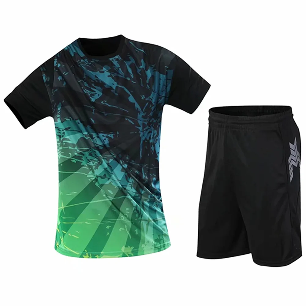 Camisa de tênis de mesa e shorts para homens e mulheres, camisas de badminton 3D, roupas ping pong, roupas esportivas para jogging