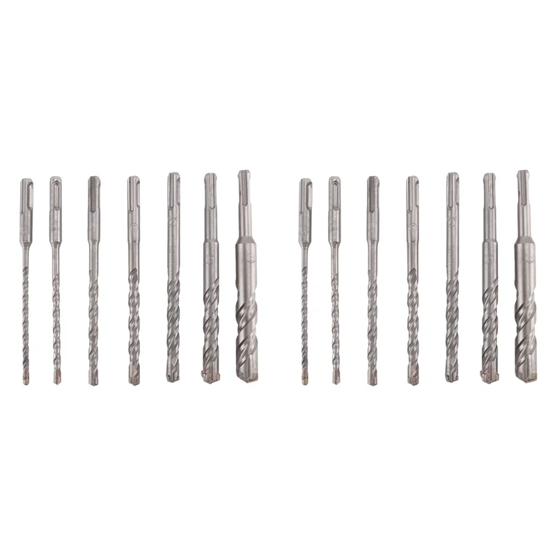 絶妙な14個入りsdsプラスハンマードリルビットセット（4枚刃）、コンクリート、レンガ、ブロック、石、石材、花崗岩用