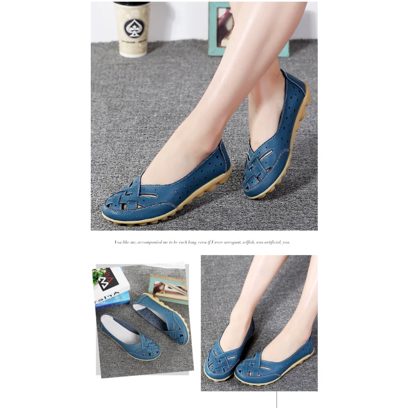 2023 Summer New Women Sandals  Fashion Soft Sole Flat Heel  Women Hollow Flat Shoes Woman Genuine Leather Shoes Female Casual