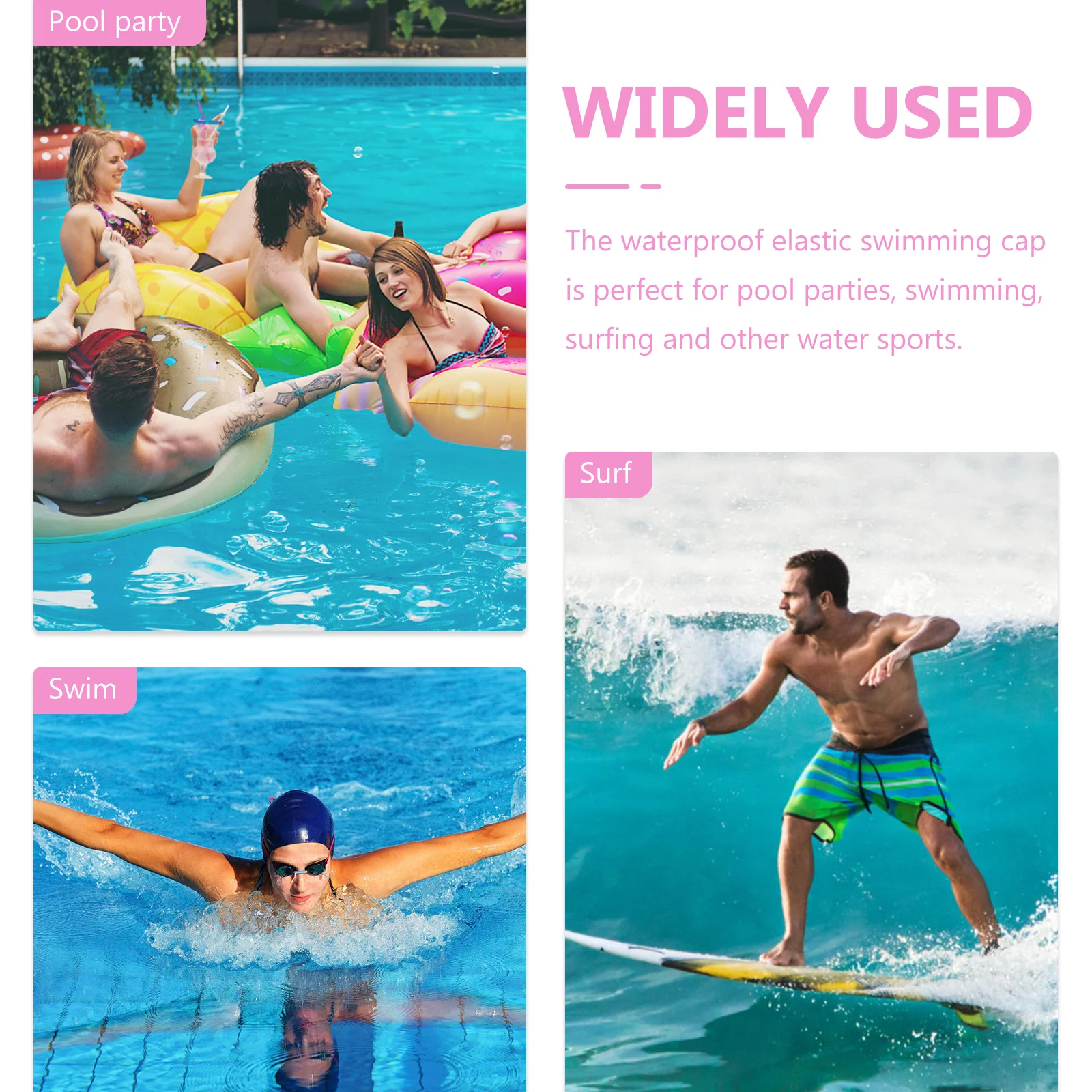 2Pcs Waterproof Swim Hats High Grade Silicone Anti-Skid Lightweight Swimming Caps for Adults Professional Swim Accessory