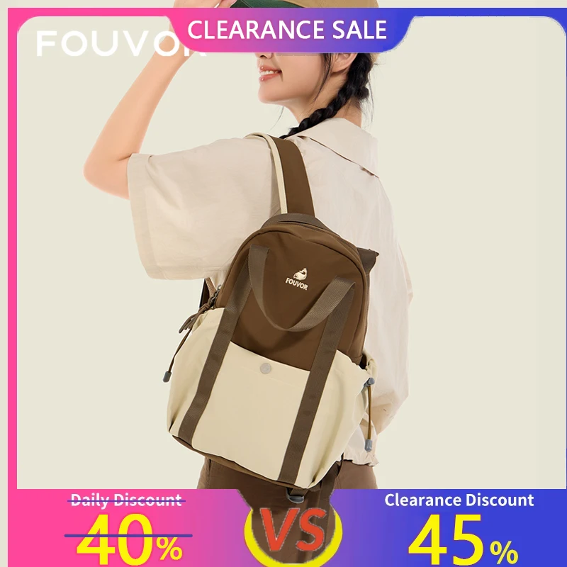 

Fouvor Women's Large Backpack Nylon Waterproof Shoulders Bag Fashion Travel Sport Canvas Schoolbag For Teenage Students 3047-18