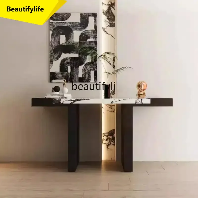 

LL A57 Medieval style entry solid wood entrance table against the wall rock slab entrance platform corridor aisle decorative ca