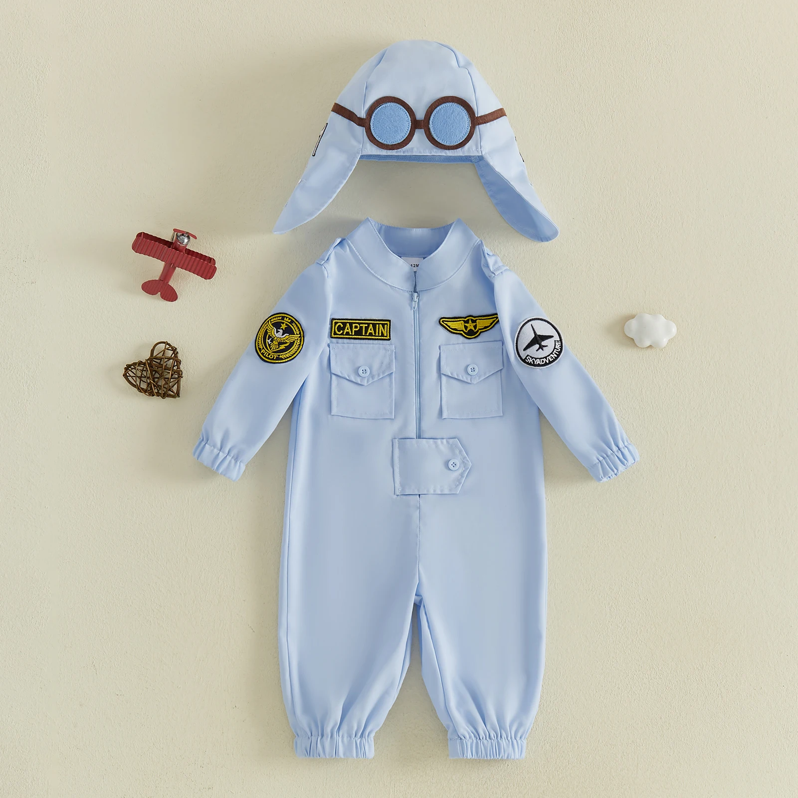 Baby Clothes - Kostum Pilot Bayi Laki-laki Balita Jumpsuit