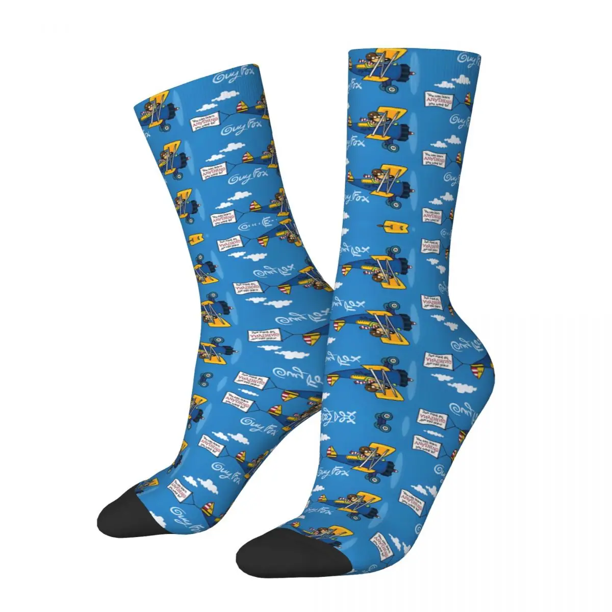 Funny Happy I Love Flying Men's Socks Retro Harajuku G-Guy Foxs Street Style Novelty Seamless Crew Crazy Sock Gift Printed