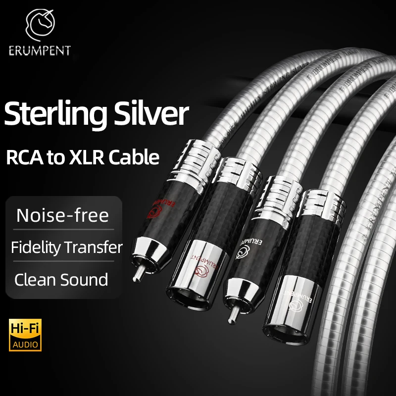 One Pair High Fidelity Sterling Silver RCA to XLR Audio Cable for CD Player Amplifier Mixer  2XLR Female to 2RCA Male Cable