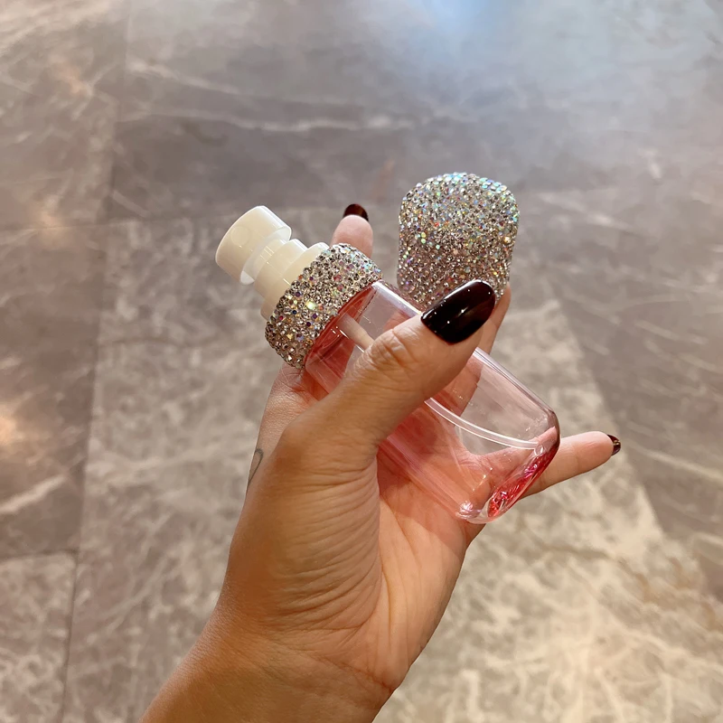 60ml Perfume Spray Bottle Bling Diamond Transparent Refillable Sprayer Empty Bottle Atomizer Portable Travel Cosmetic Container