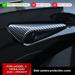 【2024】For Tesla New Model 3 Highland 2024 Side Camera Cover Lens Protector Black White Red Shiny Matte Carbon Fiber Pattern