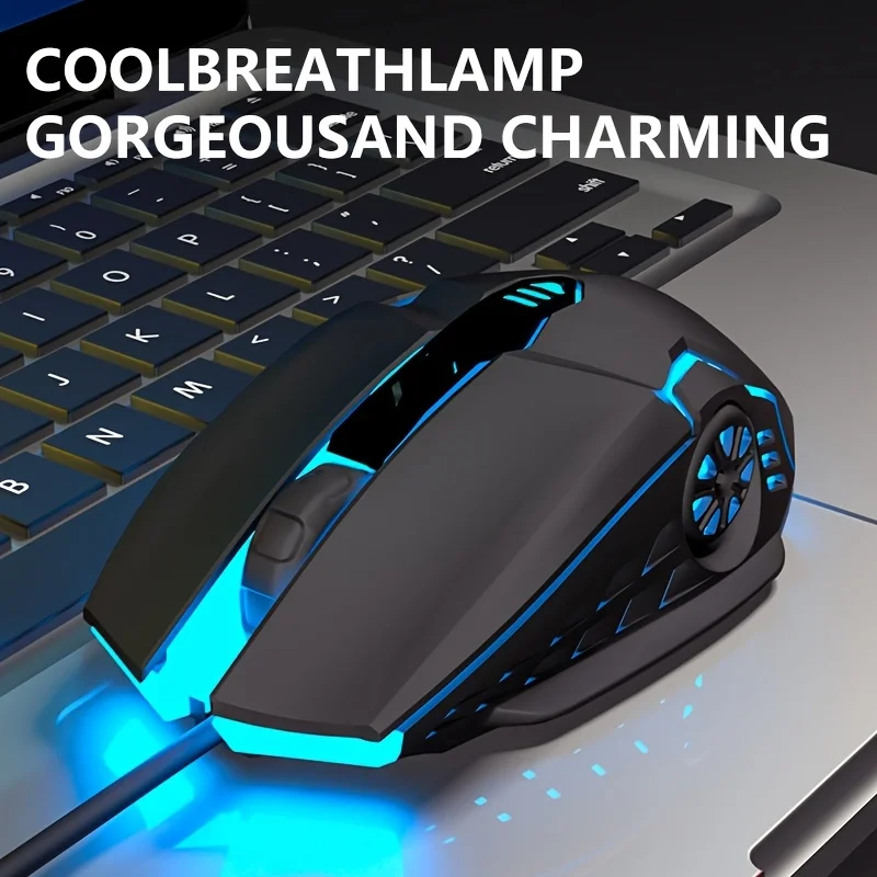 

4 LED Modes, USB Charging, Wired RGB Backlit Gaming Mouse with Silent Click, Ergonomic Design for Computers, Laptops, Desktops
