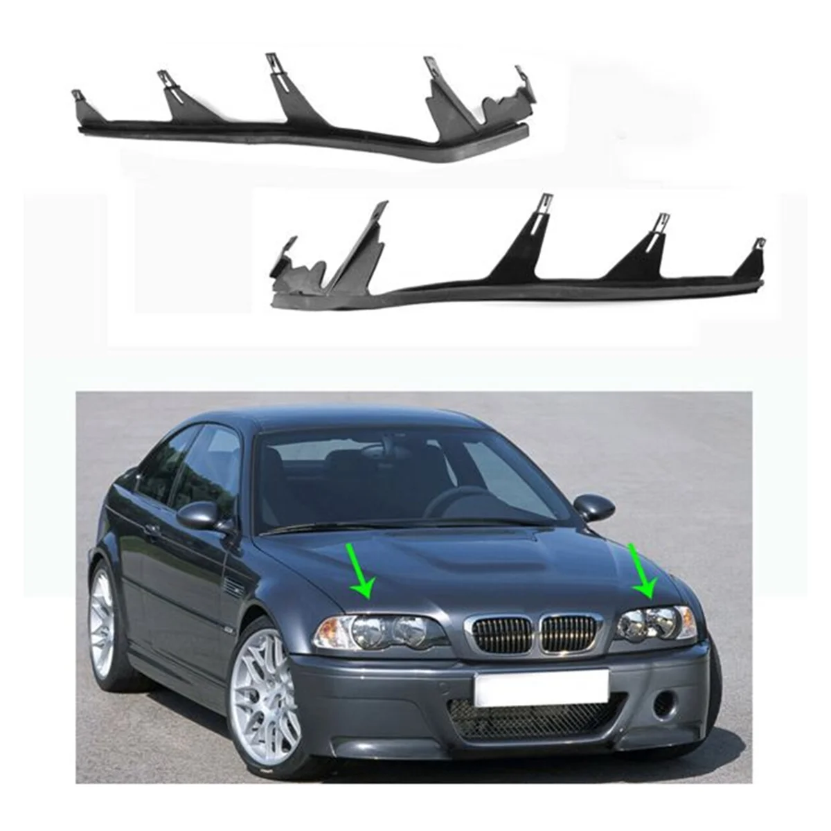 Guarnição da tampa do farol dianteiro e junta da tira de vedação superior 63128384489 , 63128384490   para BMW Série 3 E46 M3 -T45C