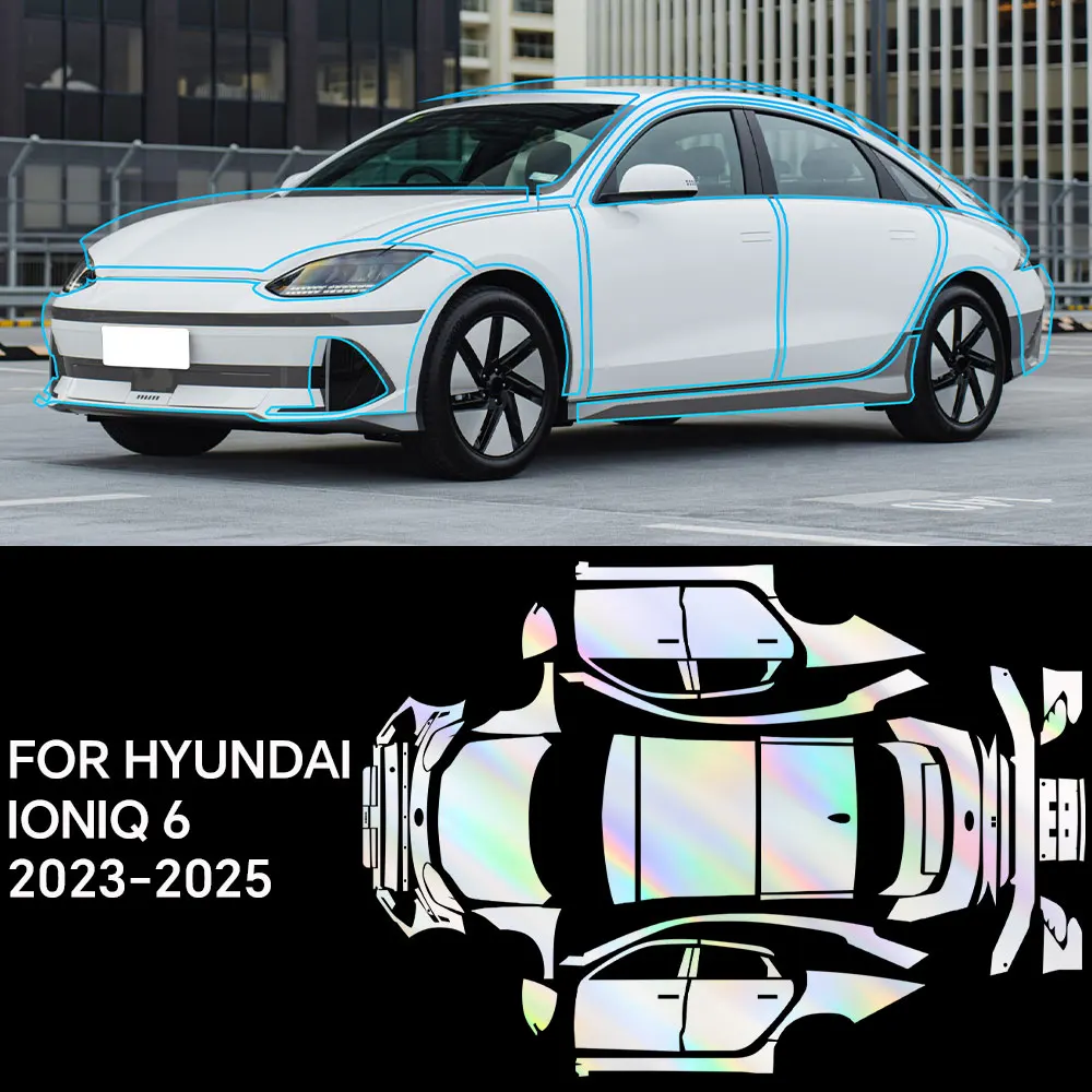 

Предварительно вырезанный на заказ для Hyundai IONIQ 6 2023-2024, прозрачный бюстгальтер для полного автомобиля, предварительно вырезанная защитная пленка для краски PPF, прозрачная ТПУ, против царапин