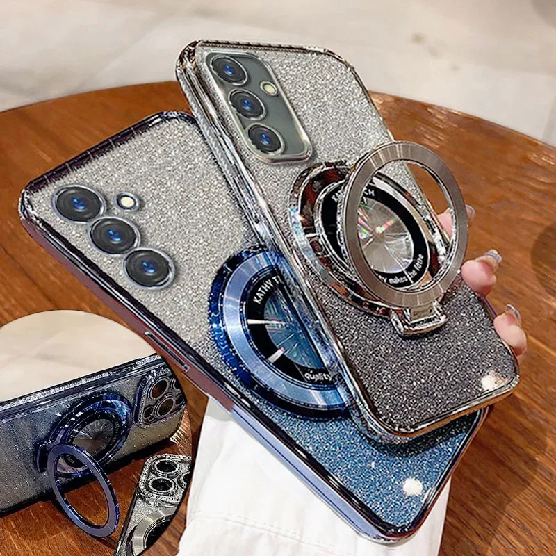 Samsung S24FE Case Luxury with bracket Glitter Case For Samsung Galaxy Note 20 Ultra 10 S24 S23 S22 S21 S10 S9 Plus Case Holder
