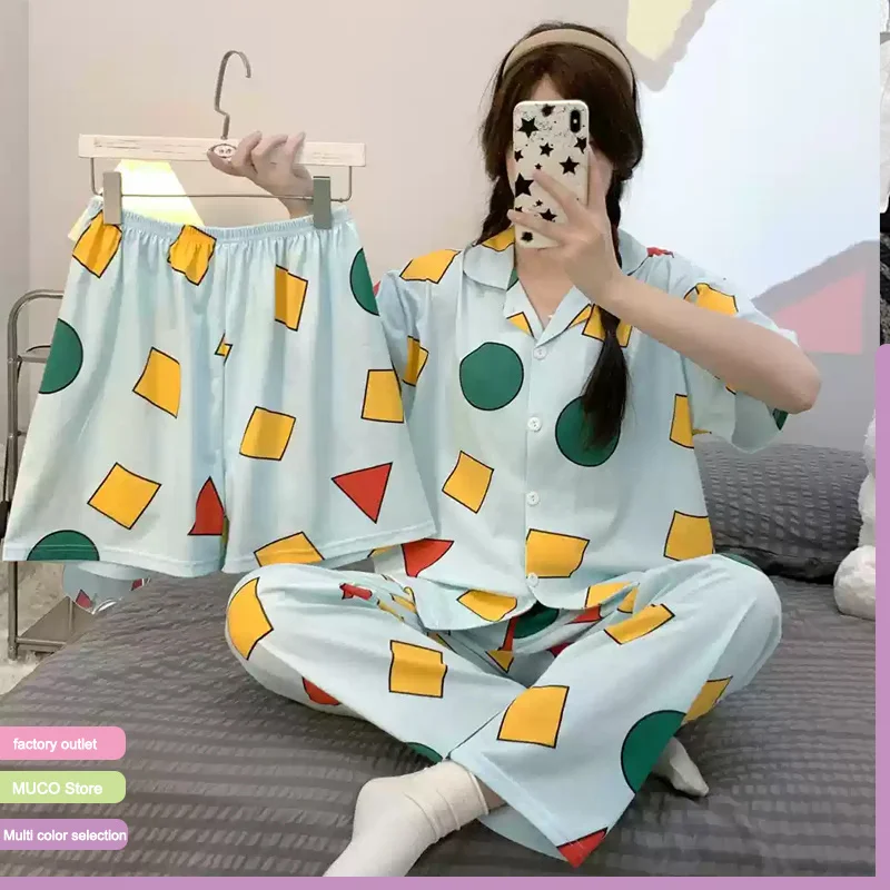 جديد بيجامة سين تشان رجل بيجامة شينشان القطن الصيف مجموعات قصيرة بيجامة يابانية للأزواج رجل وامرأة ملابس خاصة 2024