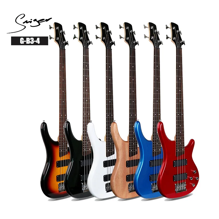 G-B3-4 Wholesale Smiger Brand Left Handed Sapele Body Preamp 4 String Electric Bass Guitar Kit