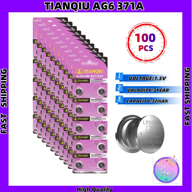 50-150pcs 371 Watch Battery 370 SR920SW AG6 LR921 Alkaline Button Cell