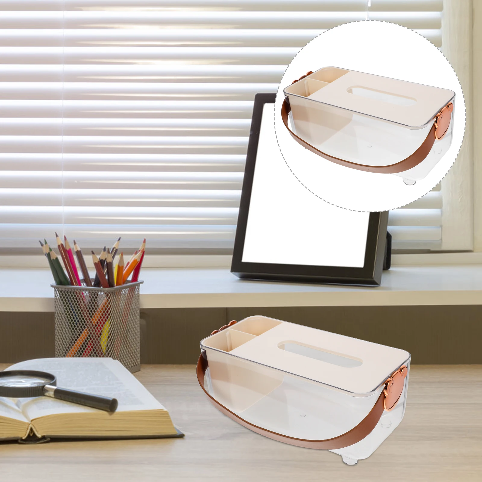 

1Pcs Elegant Tissue Box With Compartment Lightweight Napkin Dispenser For Kitchen Bathroom Office