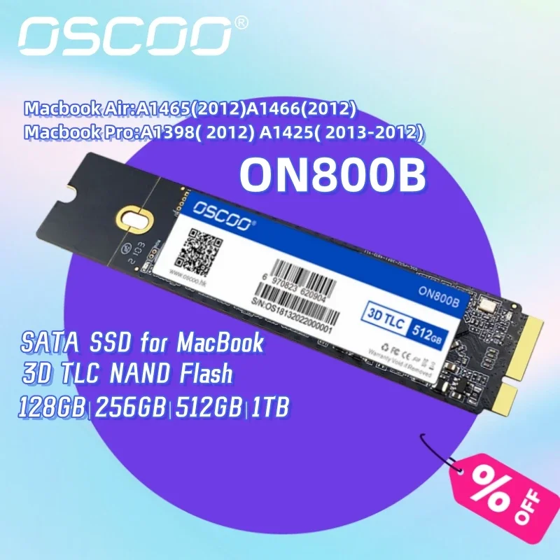 OSCOO SATA Internal Solid State Drive 2012-2013 Macbook Air A1465 A1466 EMC2258 2259 MacBook Pro A1398 A1425 SSD 256GB 512GB 1TB