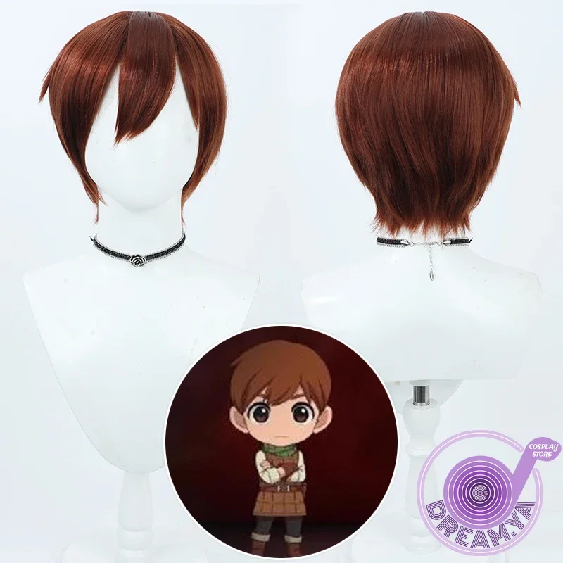 Chilchuck Tims Cosplay Wig Delicious in Dungeon Red Brown Short Heat Resistant Synthetic Hair Halloween Party Role Play +Wig Cap