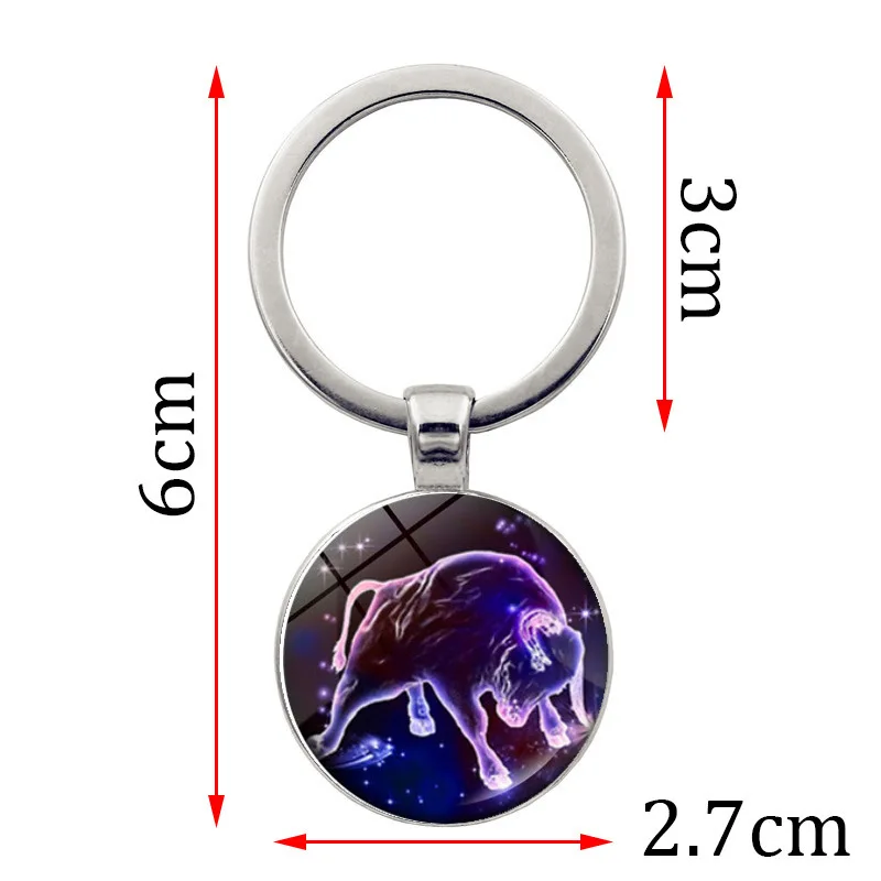 New Accessories Twelve Constellations Time Gem Metal Keychain Keychain Pendant Creative Gift