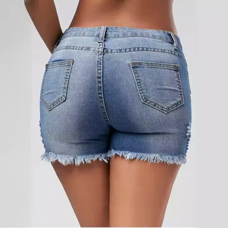 Shorts Women Hole Jeans Short Pants High Waist Distressed Washed Vintage Skinny Ripped Straight Denims Streetwear Summer 2026 view 4