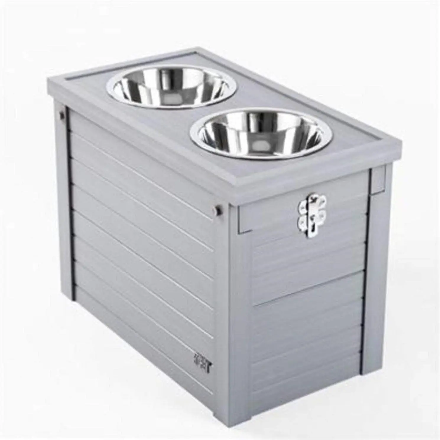 Forniture per animali domestici ECOFLEX Piedmont - Ciotola Alimentatore per cani rialzato con coperchio scorrevole Contenitore portaoggetti-Grigio, ideale per piccoli spazi e cani più alti