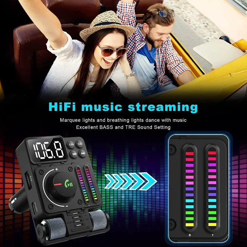 MT01 Car MP3 Bluetooth Hands-free FM Transmitter - PD30W Fast Charging Car Charger Hi-Fi Music Car Player, 128 Chars.