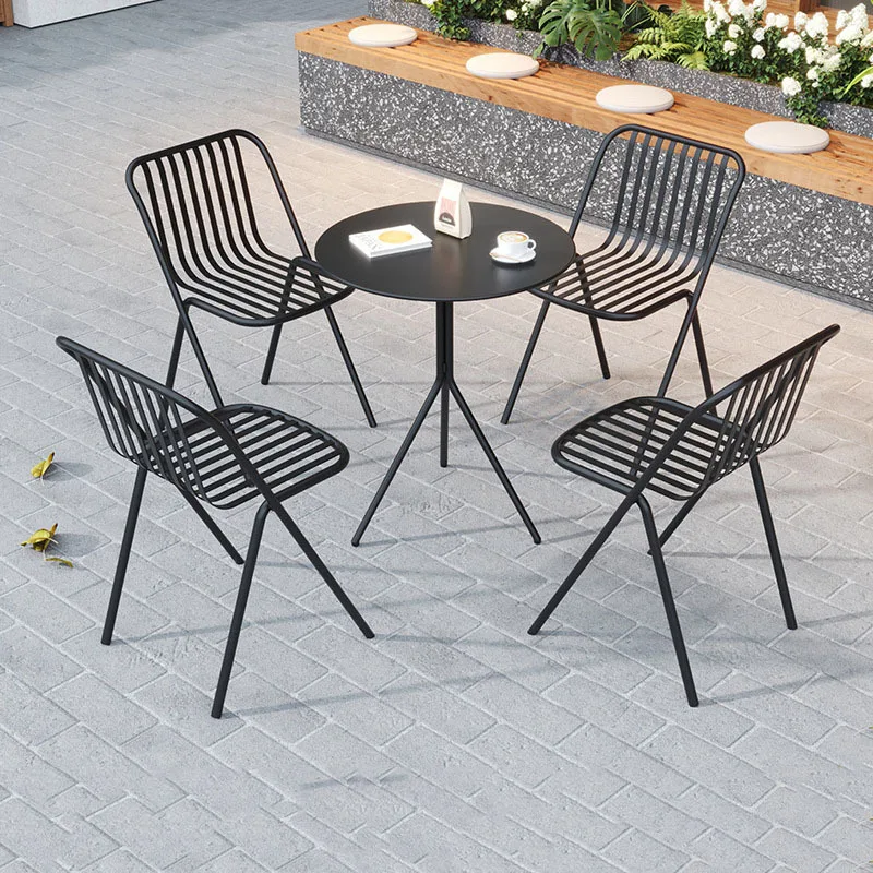 

Nordic outdoor wrought ironoutdoor metal dining table and chair combination courtyard balcony table and chair