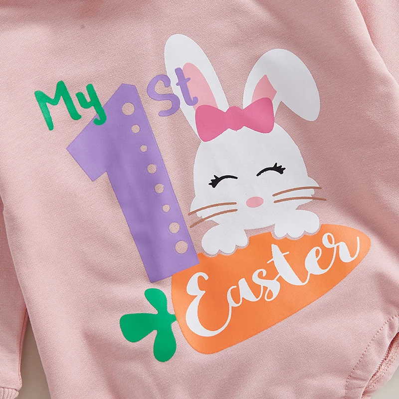 Infant Toddler Unisex s Sweaters Spring Outfits Easter Bunny Rabbit Printed Long Sleeve Rompers Hooded Jumpsuits