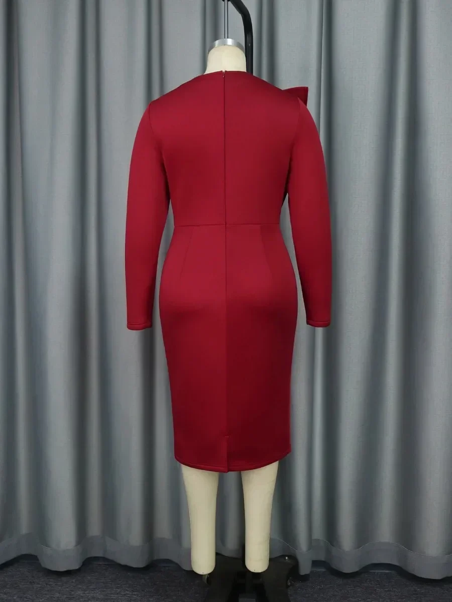 2025 Elegant Church Dresses for Women Party Bodycon Long Sleeves with Lace Appliques Sheath Classy Occasion Africa Wedding Guest