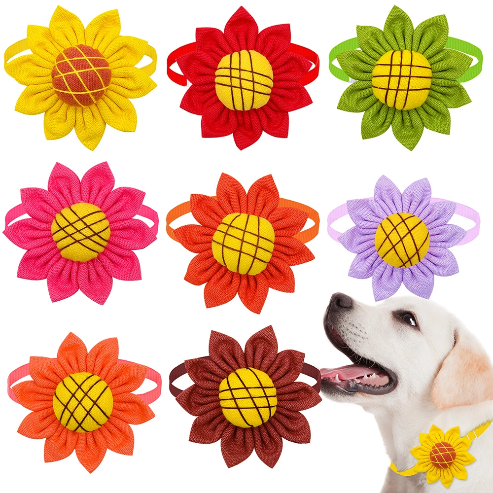 Daily Dog Bow Tie Dogs Bowknot Sunflowers Shape Grooming Adjustable Dog Collar For Small Dog Cat Pet Products Dog Accessories