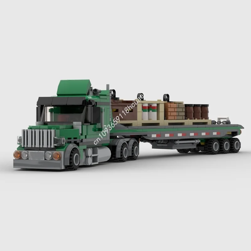 547 個 MOC 貨物トラック フラットベッド トレーラー シティ モデル ビルディング おもちゃ ブロック 建築 教育 ブリック キッズ クリスマス ギフト 誕生日