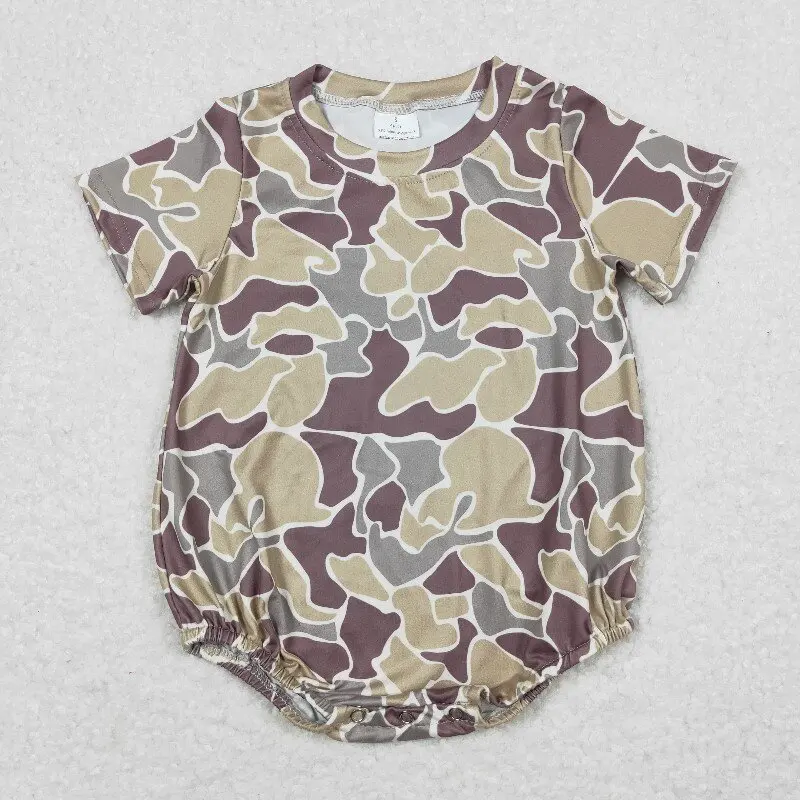X12.20 SR1252 Summer baby boys' rompers camo brown-green short-sleeved romper
