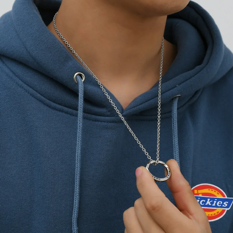 Mobius Necklace Women Men Vintage Simple Silver Color Hollow Circle Pendant Stainless Steel Chain Hip Hop Punk Jewelry Male Gift