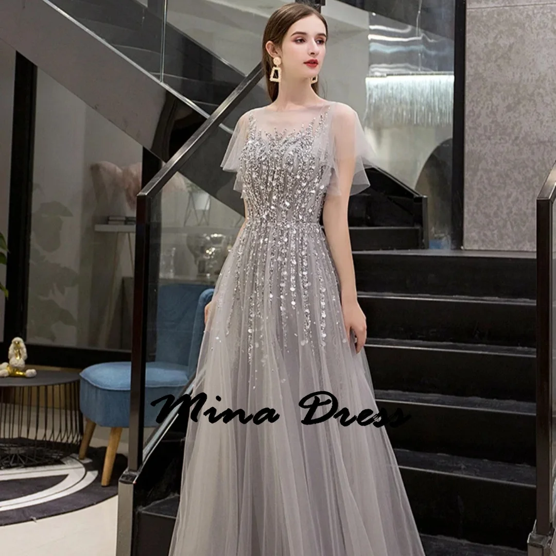 Mina Customized Short Sleeves Elegant Party Dresses 2024 for Wedding Dresses for Formal Occasions Lace Ball Gowns Embroidery