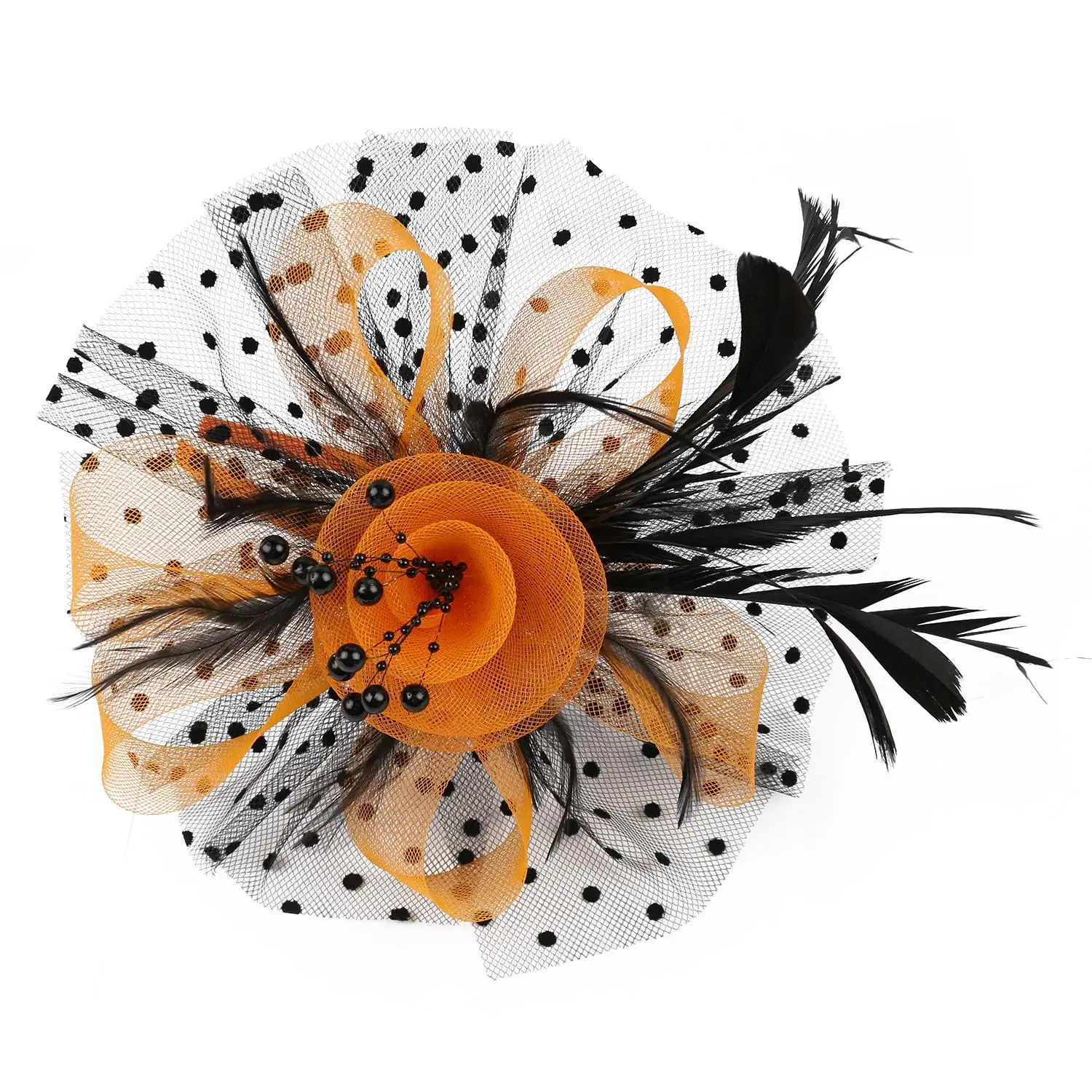 Women Girls Wedding Cocktail Hair Fascinators Feathers Hair Clip Alice Headband Clip Tea Party Headband Fascinator Hat