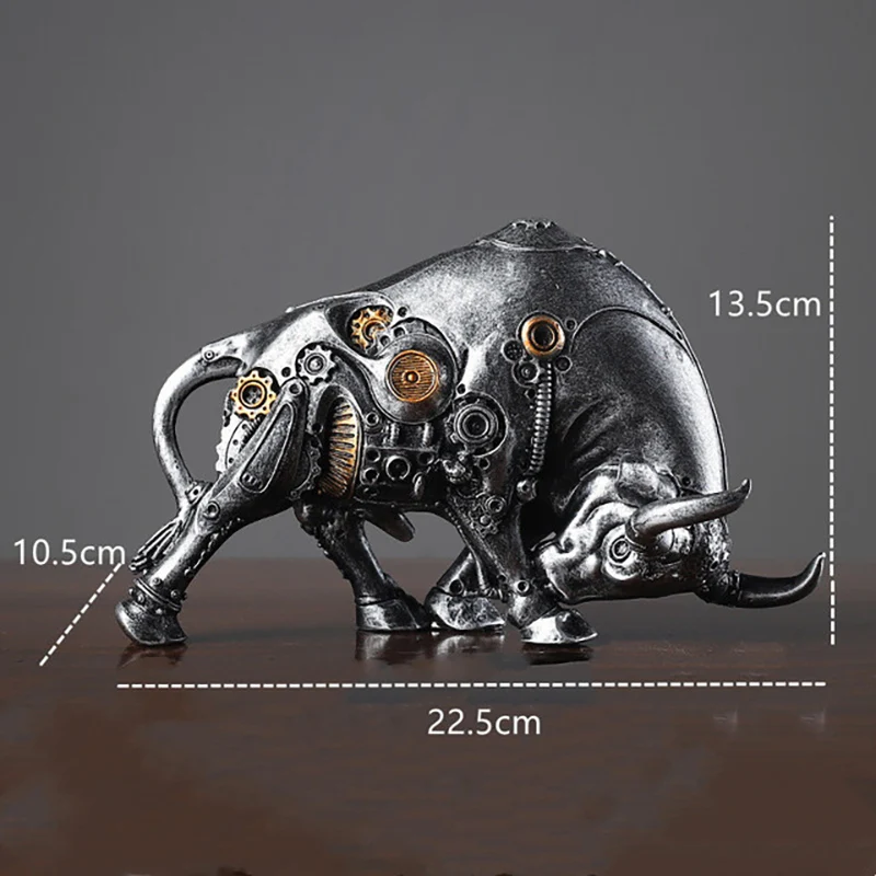 Bullfight Mechanical Cow Figurines For Interior Decoration Desk Accessories Statue Decorative Ornaments