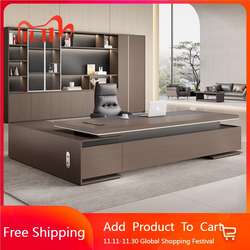 

Vintage New Chinese Office Desk Filing Cabinets Luxury Executive Monitor Office Desk Modern Reading Wooden Bureau Furniture