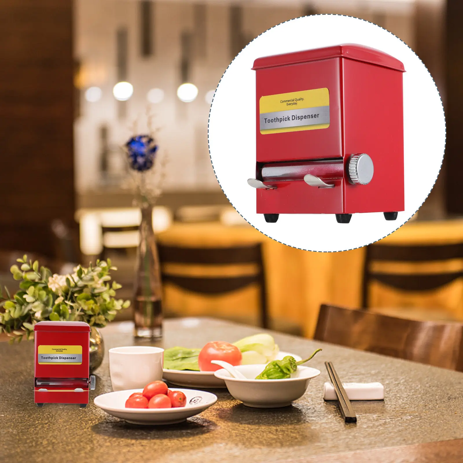 Stainless Steel Toothpick Dispenser Box Retro Design Hygienic Sealed Cover Compact Lightweight for Home Coffee Shop Restaurant