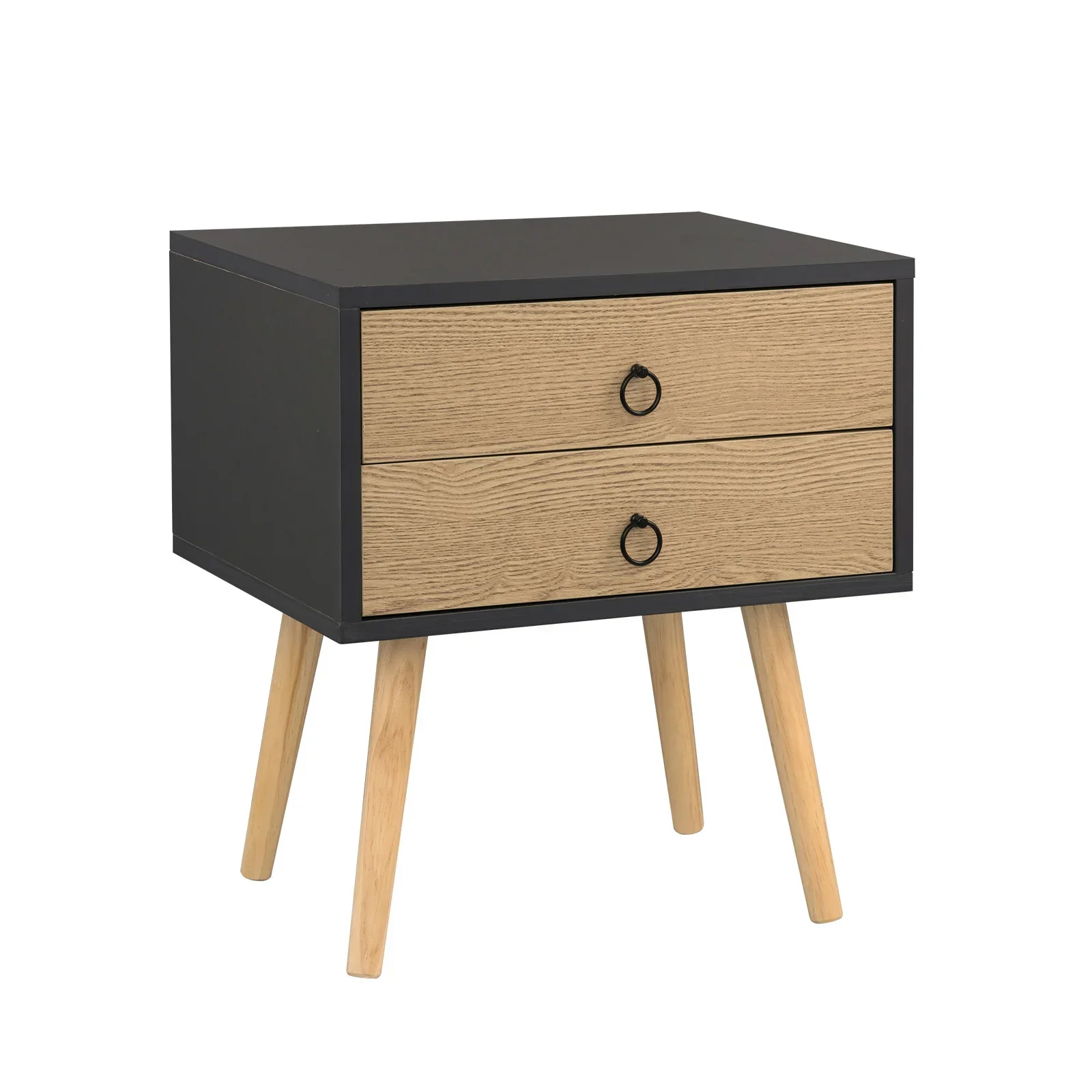 Bedside Tables with 2 Drawers White Grey Nightstand Modern Coffee Tea Storage Cabinet Wooden Legs Bedroom Home Furniture