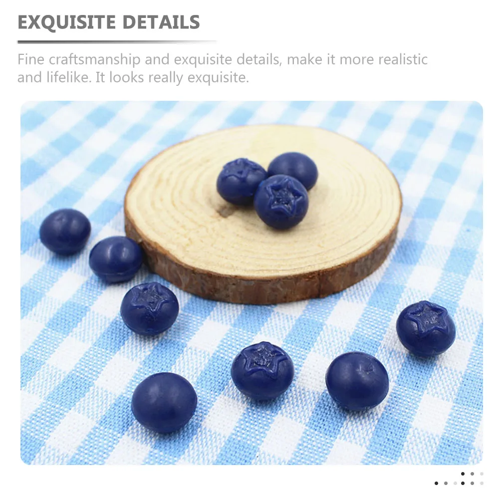 50pcs Artificial Blueberries Decor Simulation Resin Fruits Model Layout Scene Photography Props Fake Fruit Accessories
