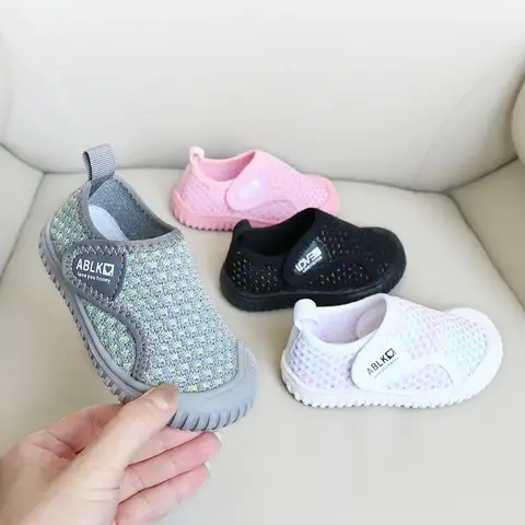 여아 및 남아용 캐주얼 신발, 유아 신발, 어린이 맨발 스니커즈, 통기성 메쉬 미끄럼 방지, 부드러운 밑창 유치원 아기 신발