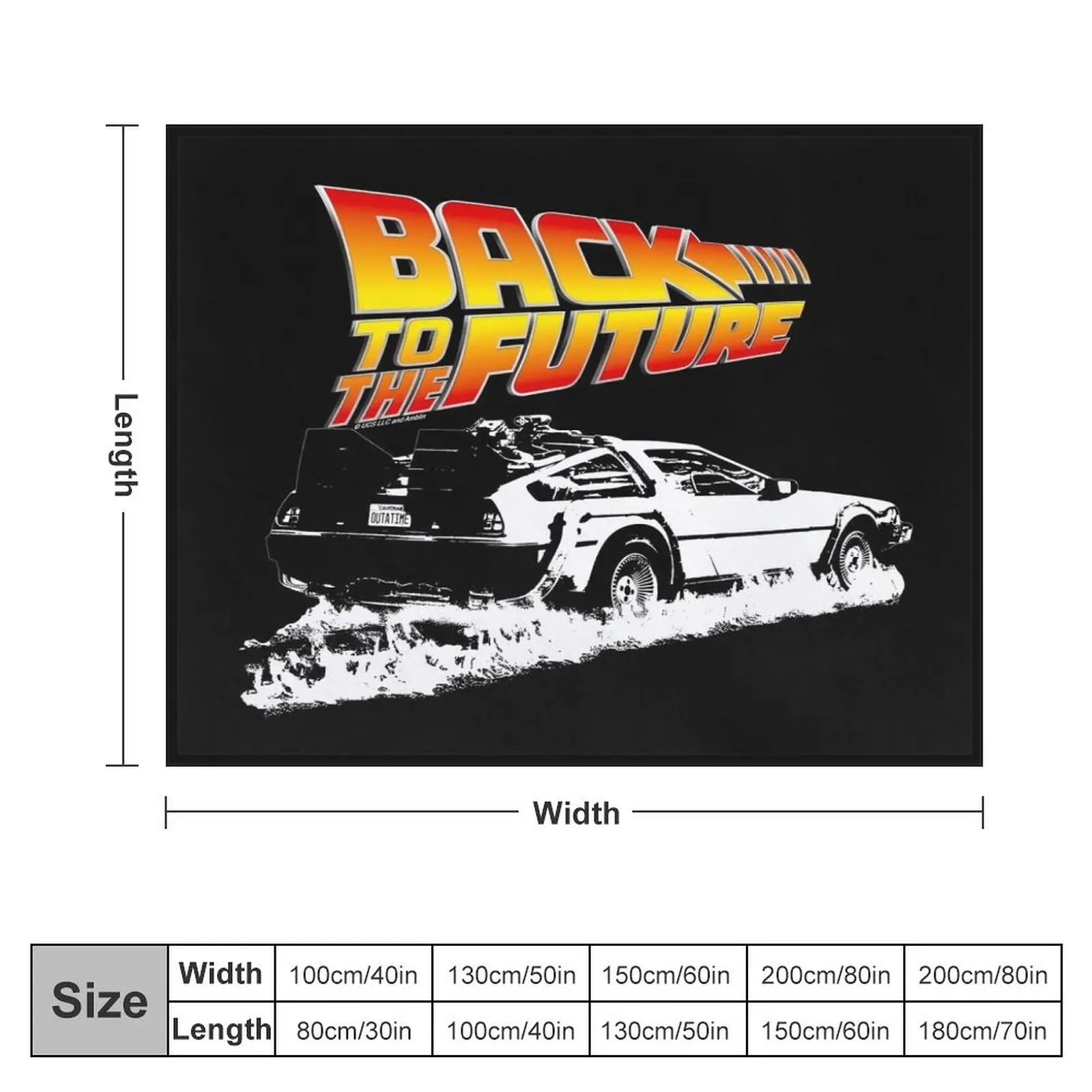 Back to the Future - DeLorean Fire Tracks White Stencil Fan Art Throw Blanket Comforter Summer Soft Plush Plaid Blankets