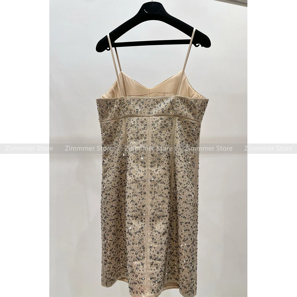 No Returns! Temperament Sexy Heavy Drilling Slimming Small Dress Halter Short Skirt
