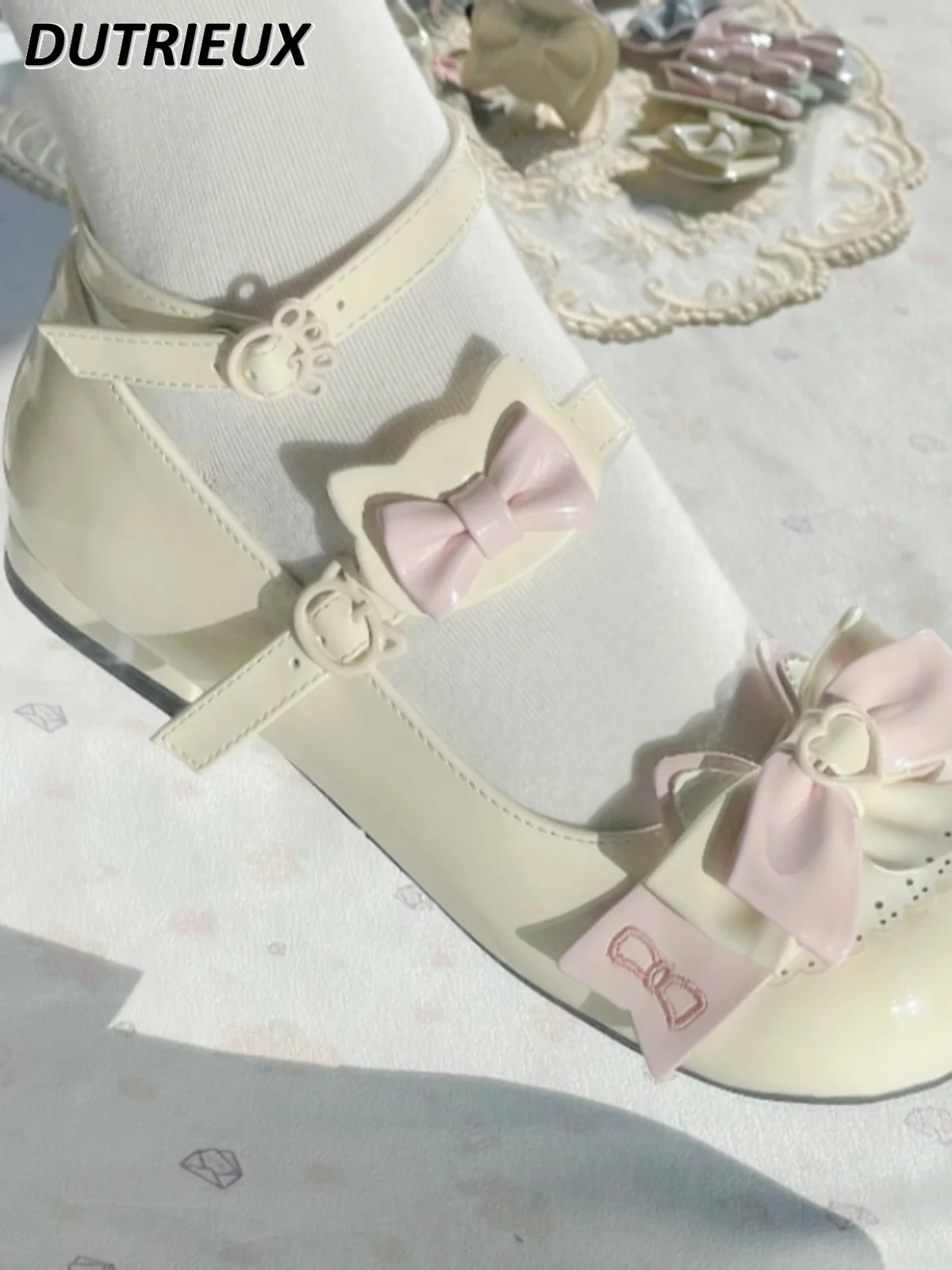 Sweet and Cute Fashion 2025 New Spring Autumn Head Heart Girl Pumps Round Head Cute Sweet Lolita Versatile Mary Jane Shoes