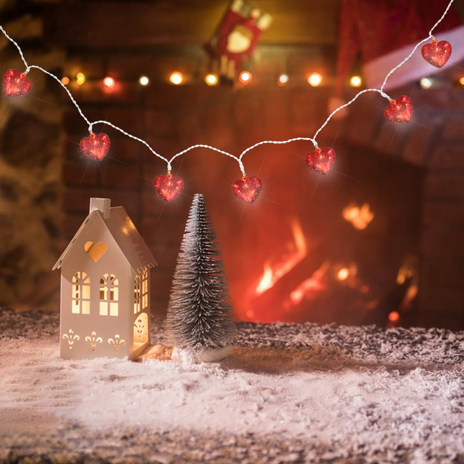 

Heart Lights LED String 1.5 Meter Warm White Valentine Outdoor Decorations Lights for Bedroom Window Ambience