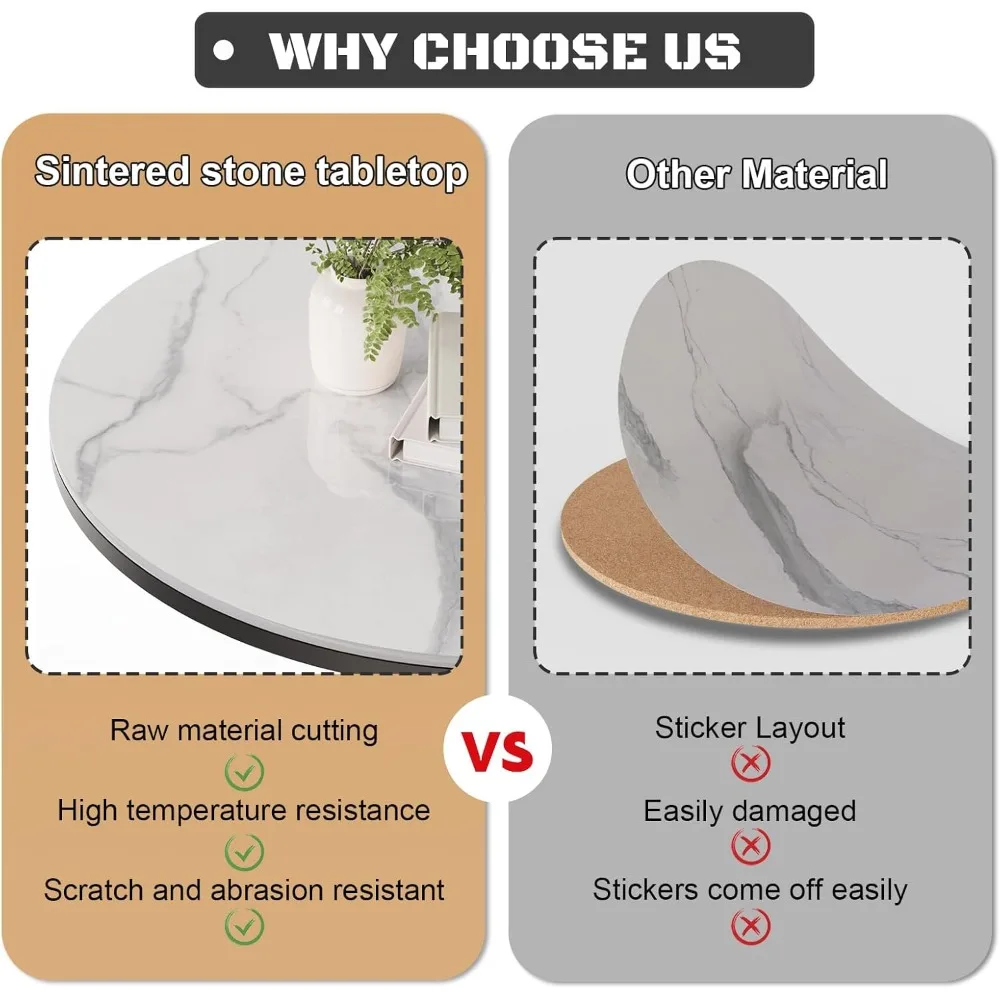 طاولات القهوة البيضاء المتداخلة - تصميم حديث مع قمصان حجرية ملبدة وإطارات معدنية لمساحات المعيشة #5