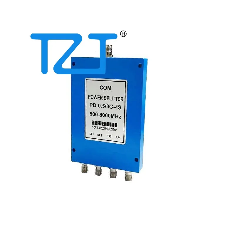 TZT PD-0.5/8G-4S 500-8000MHz Power Splitter 4-Way Microstrip Power Divider with SMA Female Connectors