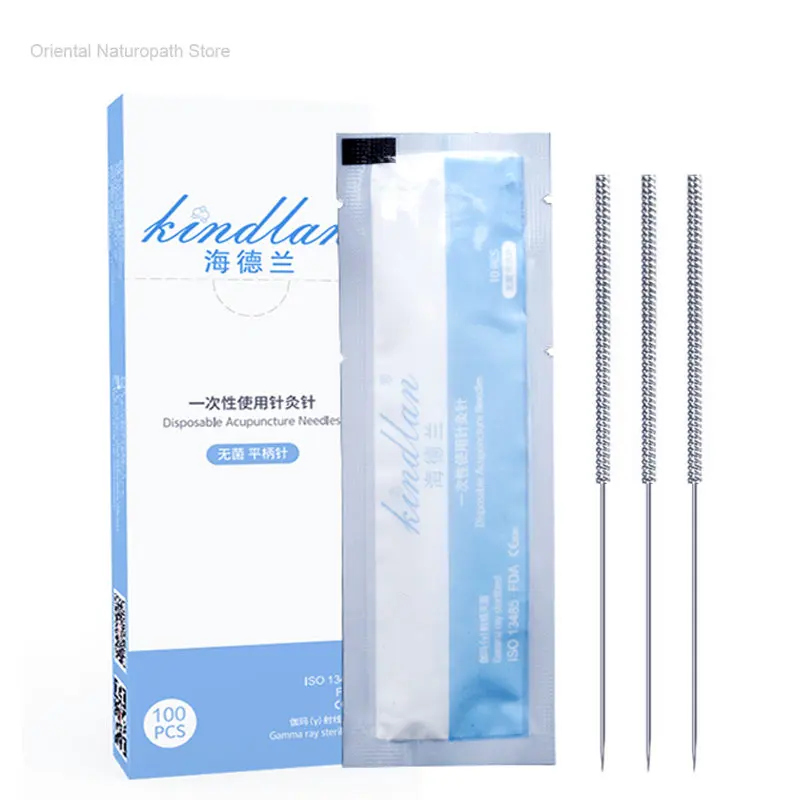 

100 Pcs Sterile Acupuncture Needle for Single use Flat Handle Needle Chinese Medicine Point Relax Massager