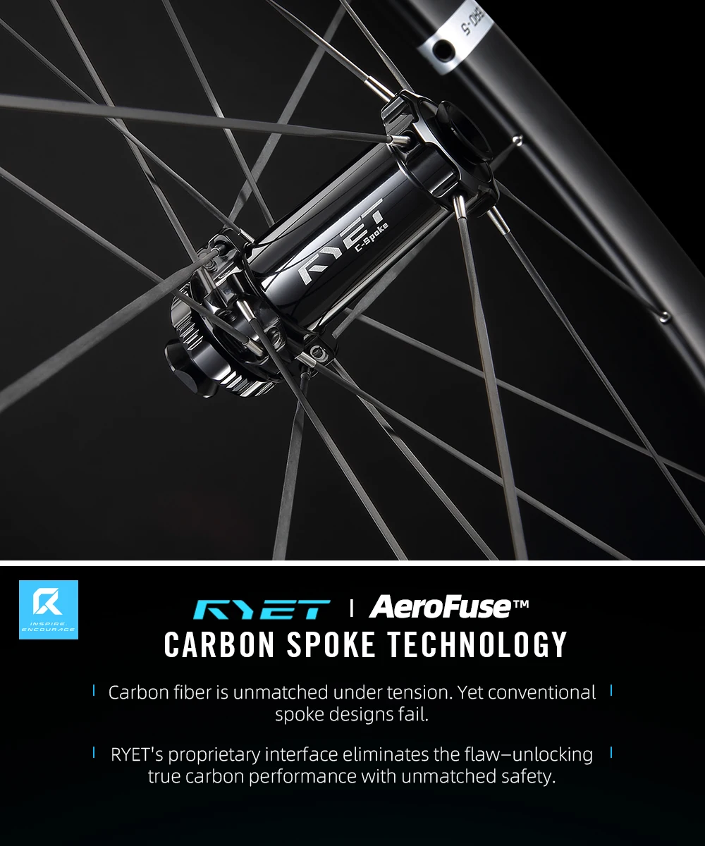 RYET Carbon Road Wheelset 965g Disc Brake 30T Ceramic Hub