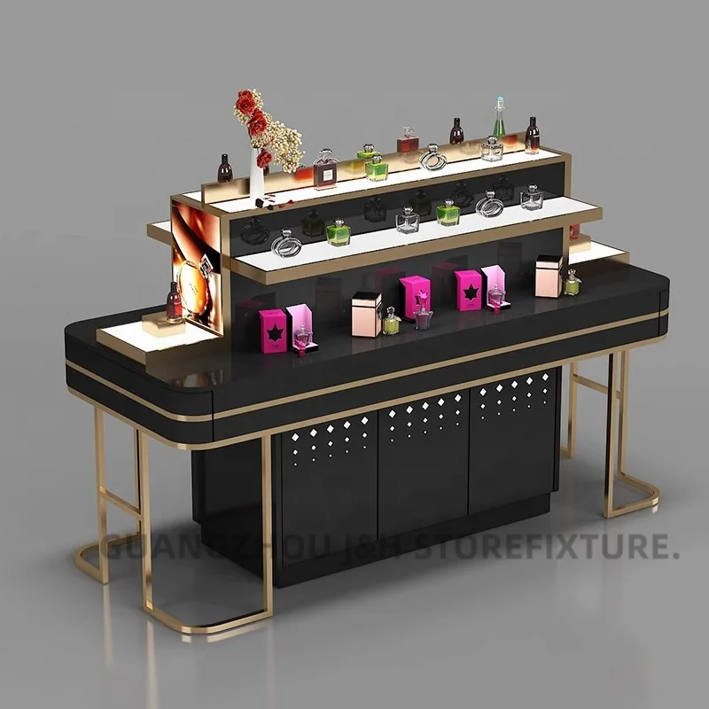 

Customized. fashion perfume shop design makeup display stand cosmetic kiosk perfume display cabinet metal mall perfume kiosk