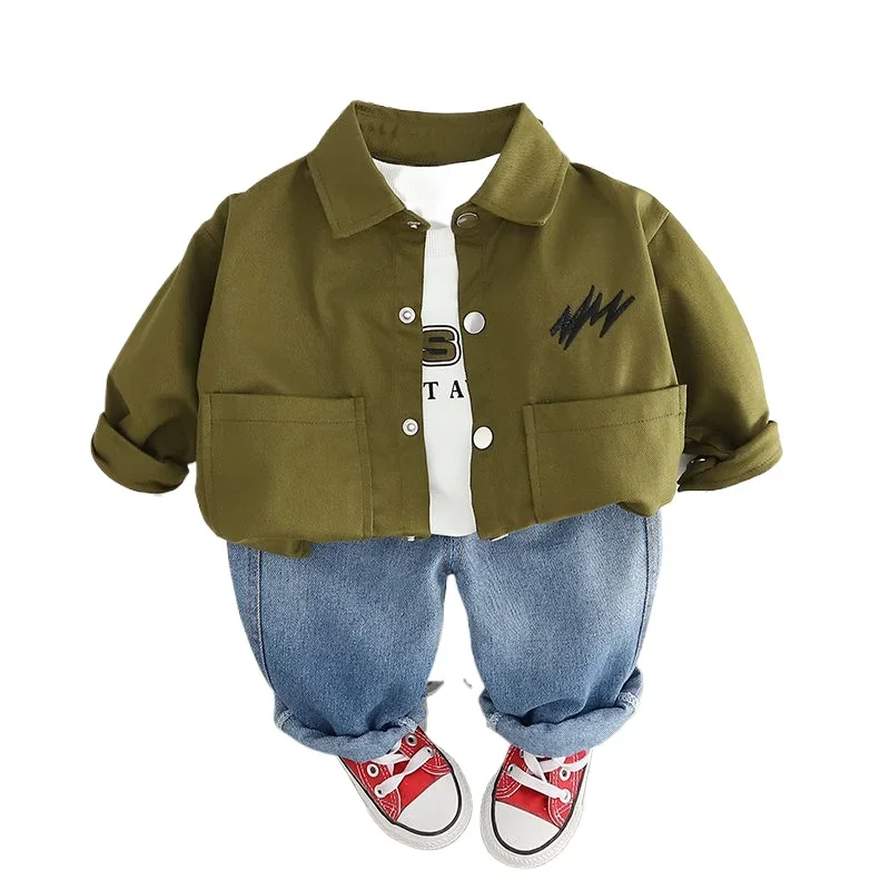 جديد ربيع الخريف الأطفال الفتيان ملابس الاطفال ملابس رسمية سترة معطف قميص السراويل 3 قطعة/مجموعة الرضع القطن رياضية 0-5 سنوات